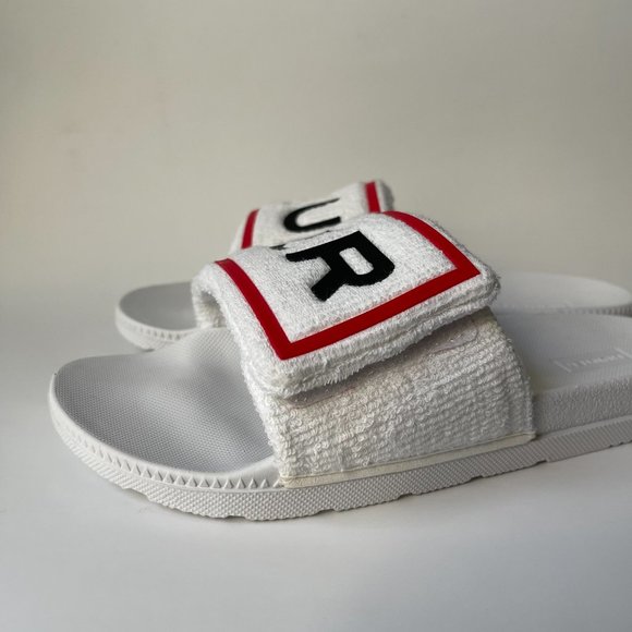 HUNTER Original White Terry Slide Sandals - Picture 9 of 11